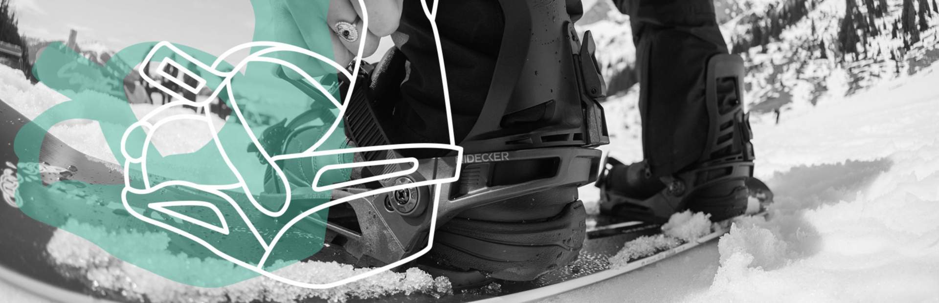 Snowboard bindings closeup