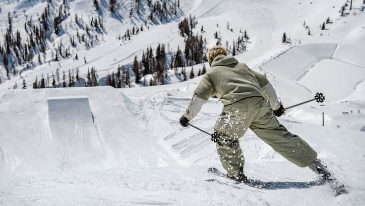 Shot of Josh Absenger freeriding with expert level equipment