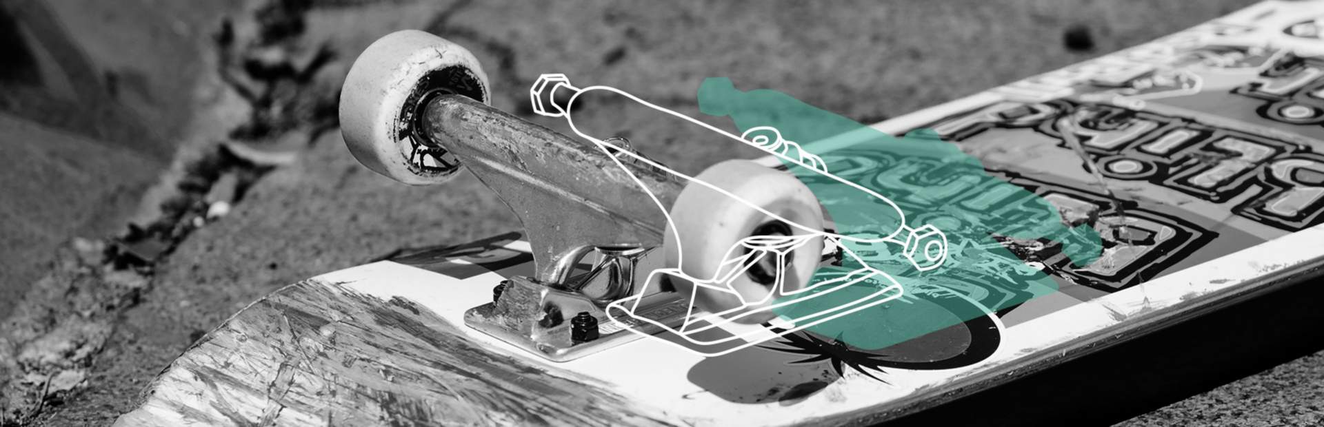 Skateboard trucks closeup