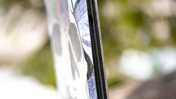 Side shot of an Armada ski showing the sidewalls